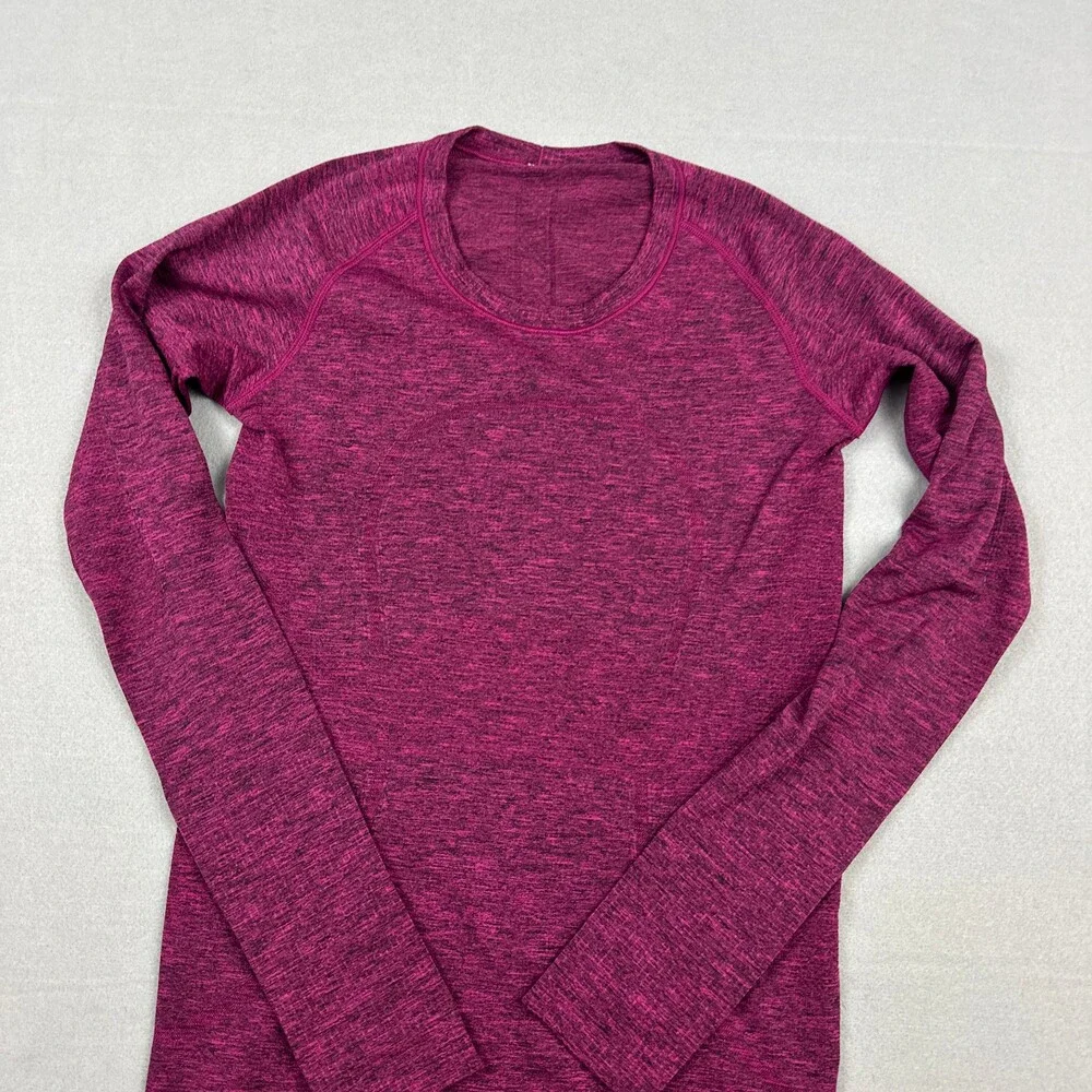 Lululemon Shirt Women 6 Purple Solid Swiftly Tech Long Sleeve Crew Seamless Run